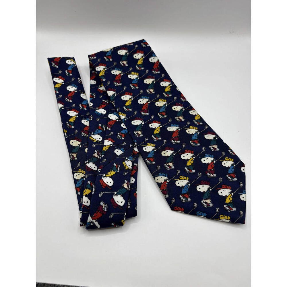 Peanuts Snoopy Character Men's Neck Tie - Fun Golf Navy Design